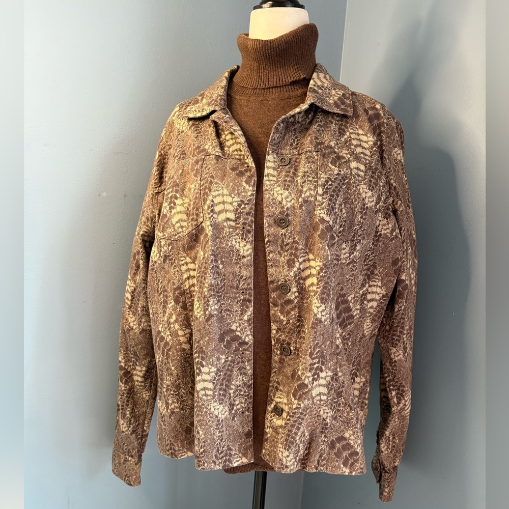 Christopher & Banks Tan Patterned Blouse